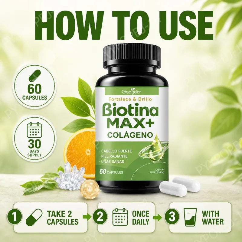 BIOTINA MAX + COLAGENO - FORMULA PREMIUM